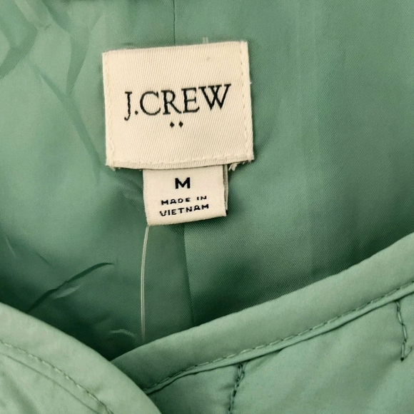 J.CREW Women's Green Snap Button Quilted Heart Jacket Aventurine Size M NEW - Picture 9 of 10
